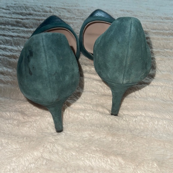 Cole Haan Half D’orsay Pump Green suede and green snake skin women’s size 7 1/2B - Picture 7 of 8